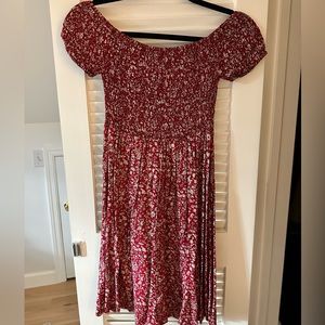 Off the shoulder floral red dress